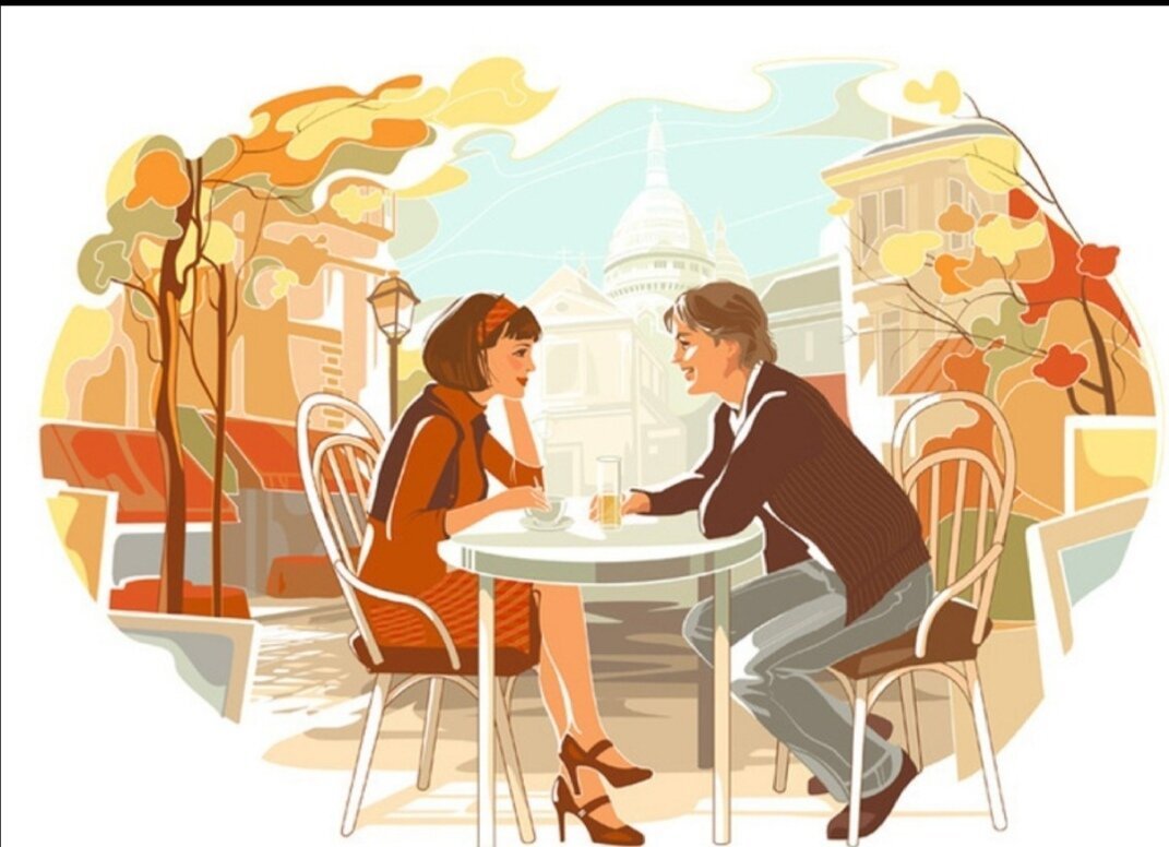 Люди за столиком в кафе