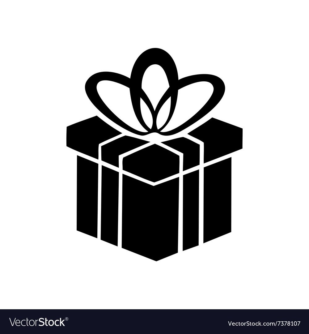 Подарочная коробка с бантом вектор черно белый