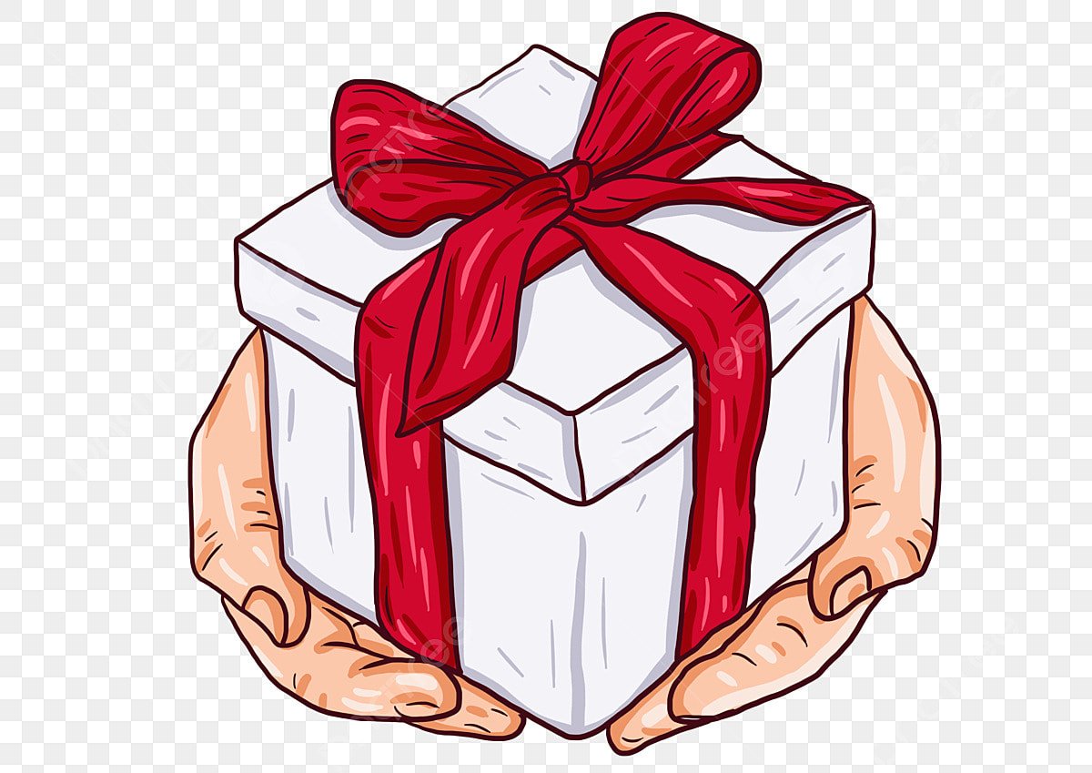 Подарок в руках нарисованный