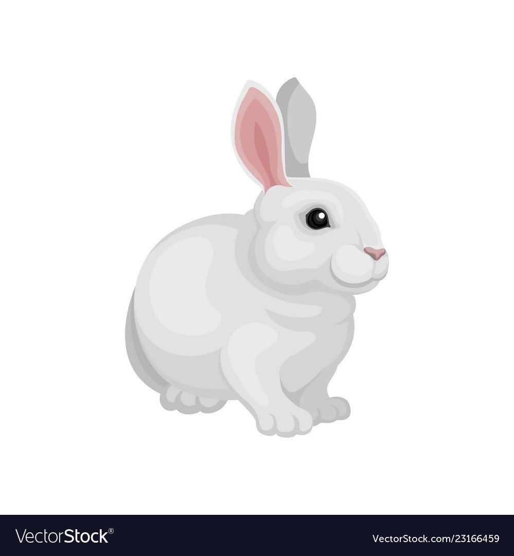 Белый зайчик вектор флэт