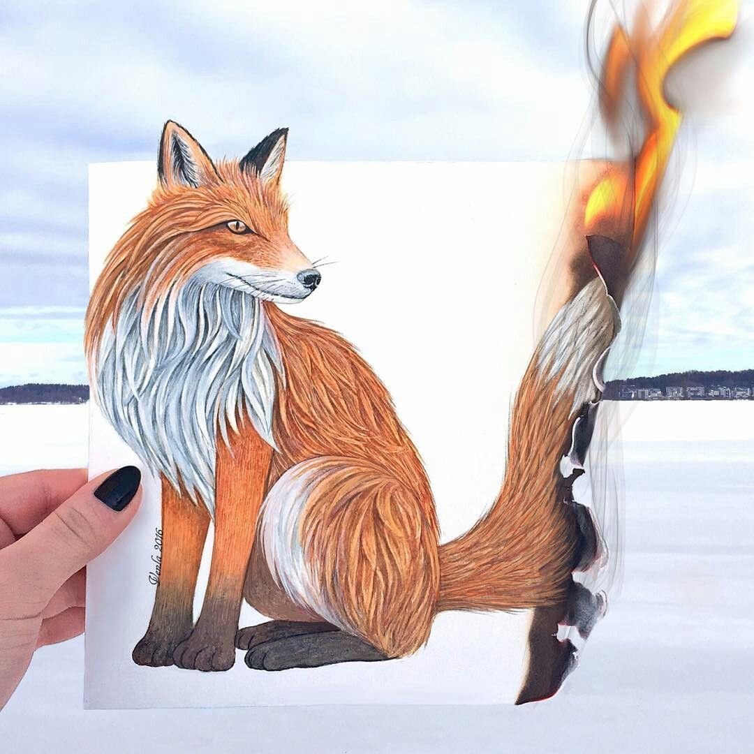 Лиса с цветами