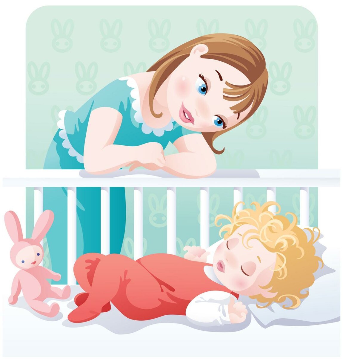 Мама укладывает ребенка