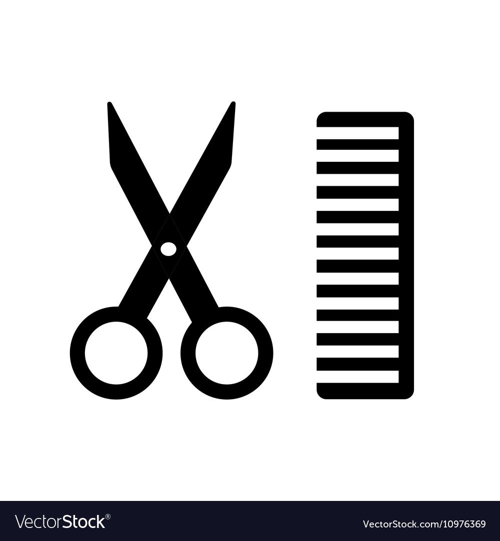 Силуэт ножницы и расческа