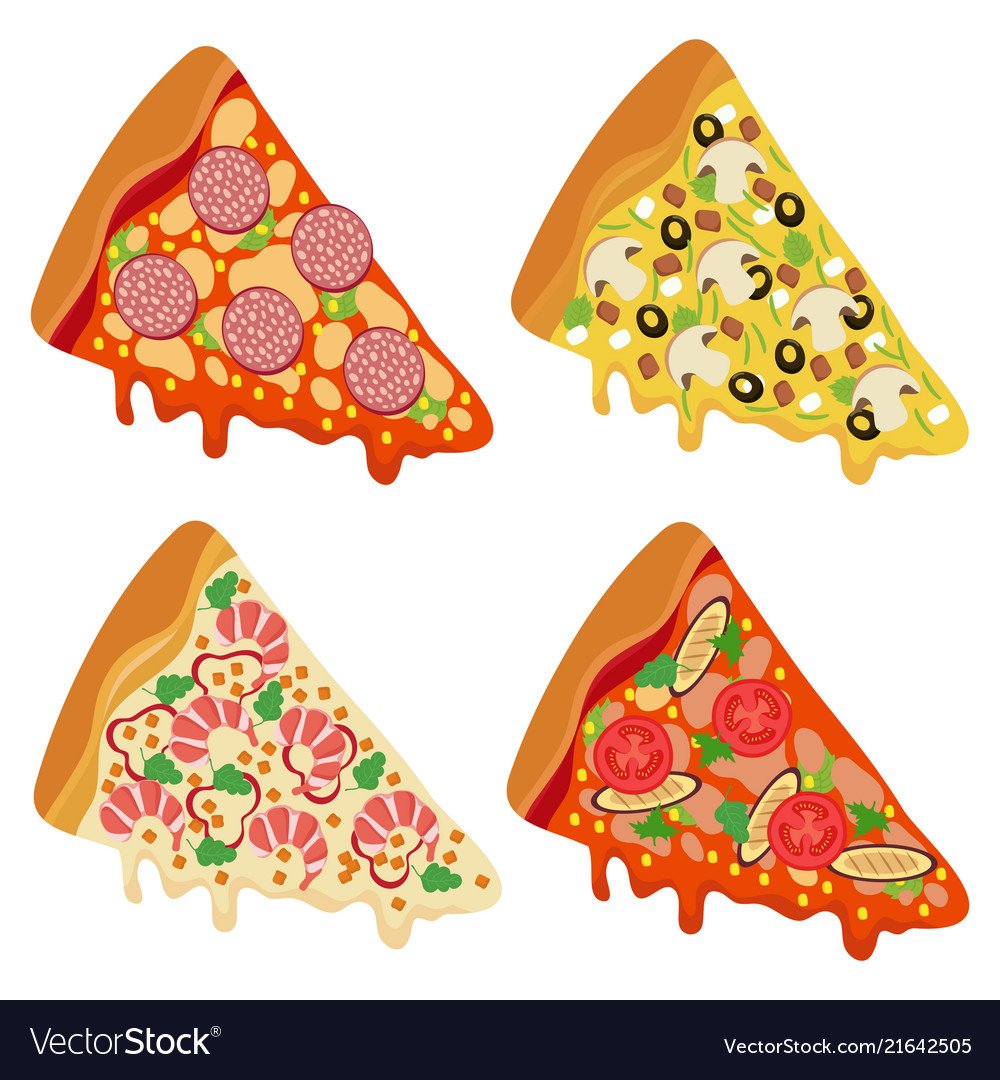 Кусок пиццы клипарт на белом фоне