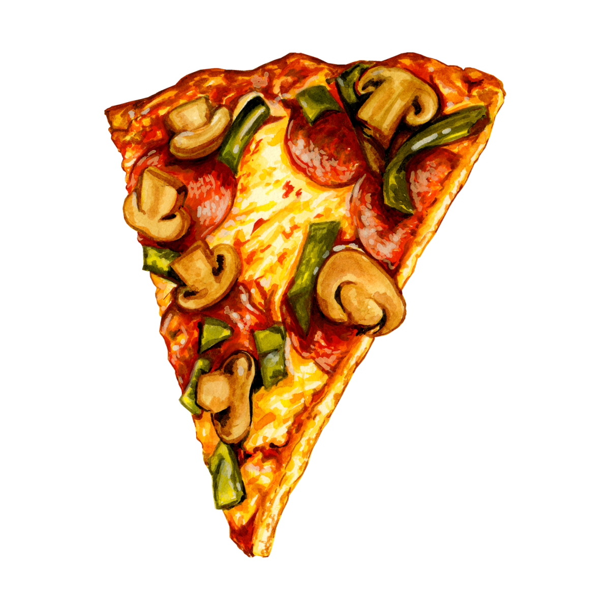 Кусочек пиццы на белом фоне
