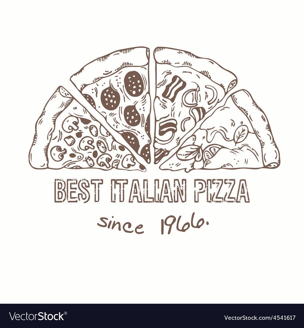 Пицца контурный рисунок