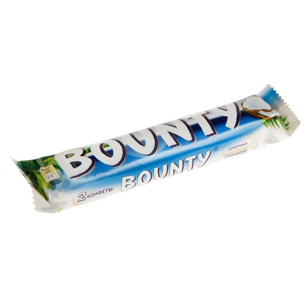 Шоколадный батончик Bounty 55 гр