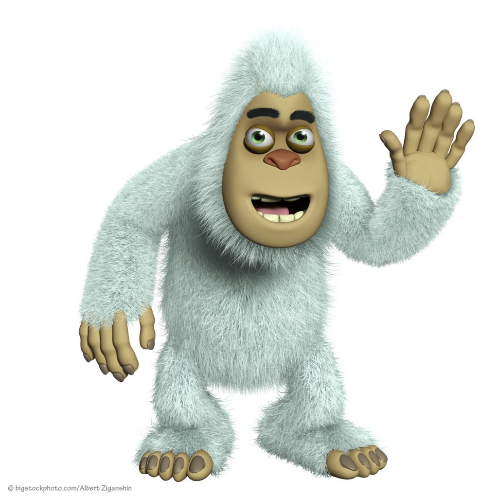 Йети на белом фоне