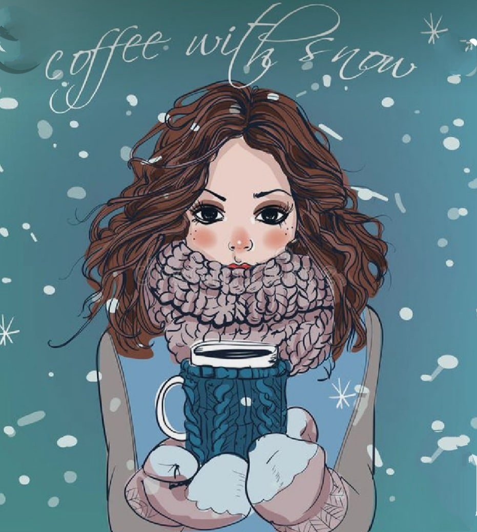Мультяшная девушка зимой