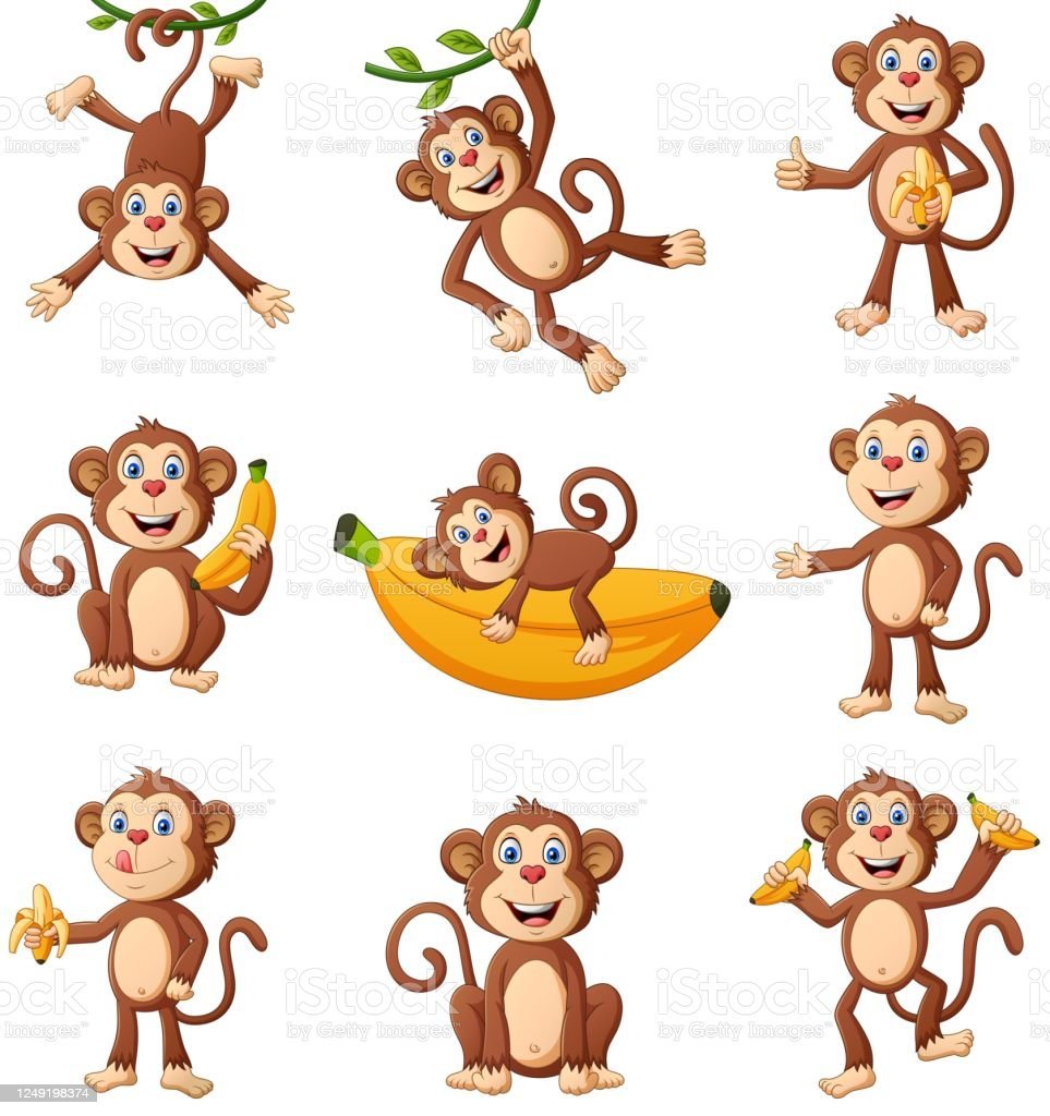 Рисунки обезьян разные позы