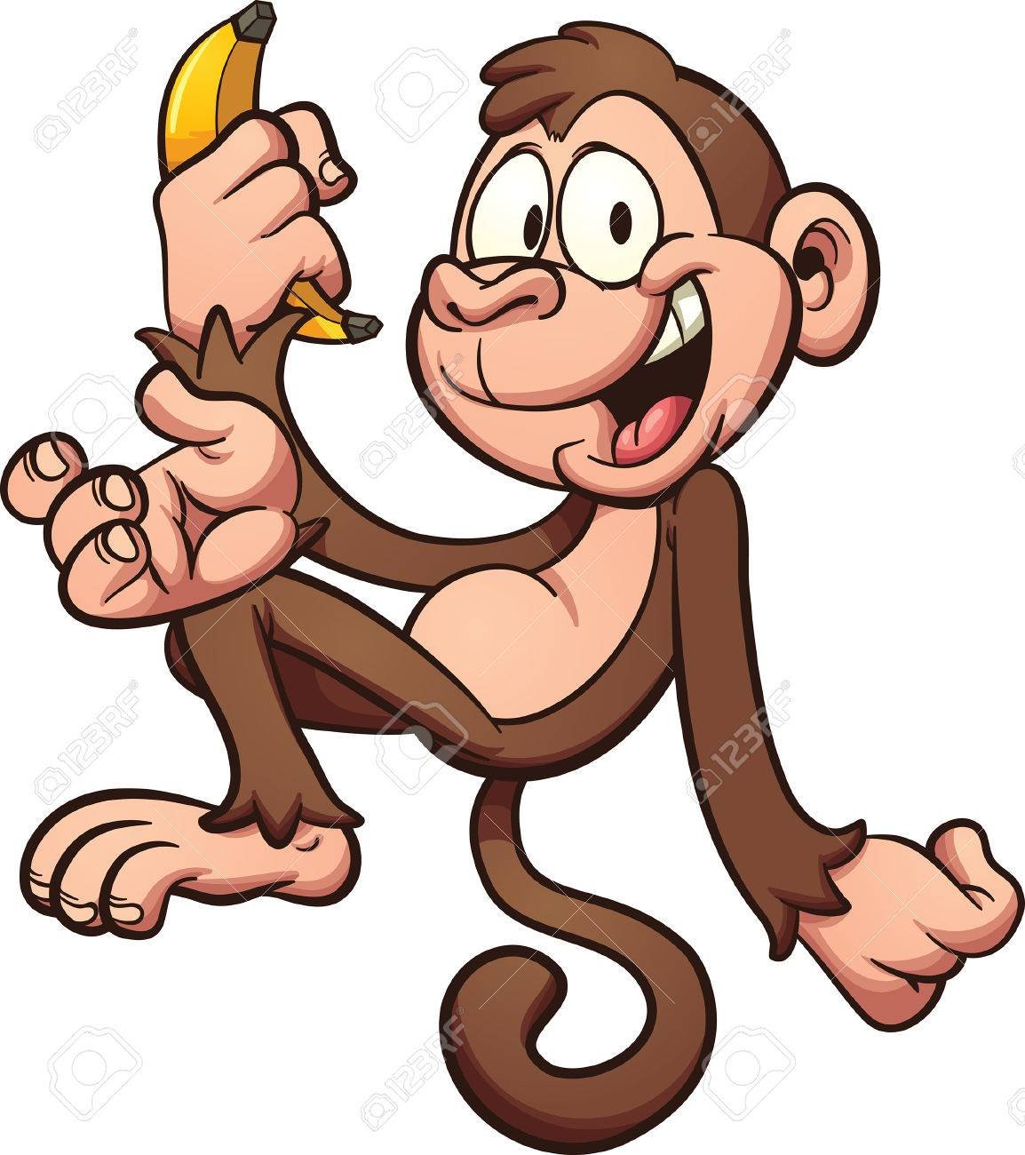Обезьяна с бананом мультяшная