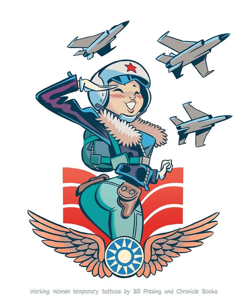 Женщина летчица рисунок