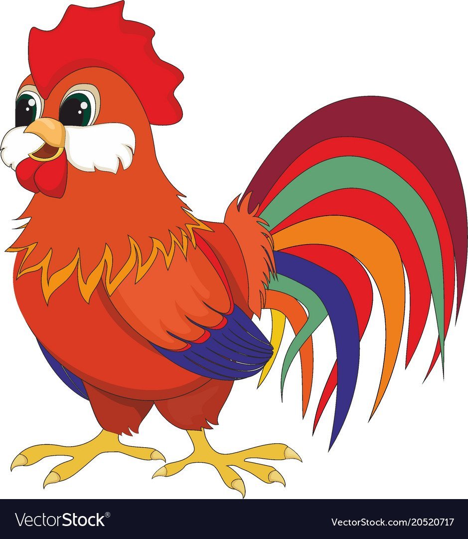 Петушок из мультика на белом фоне
