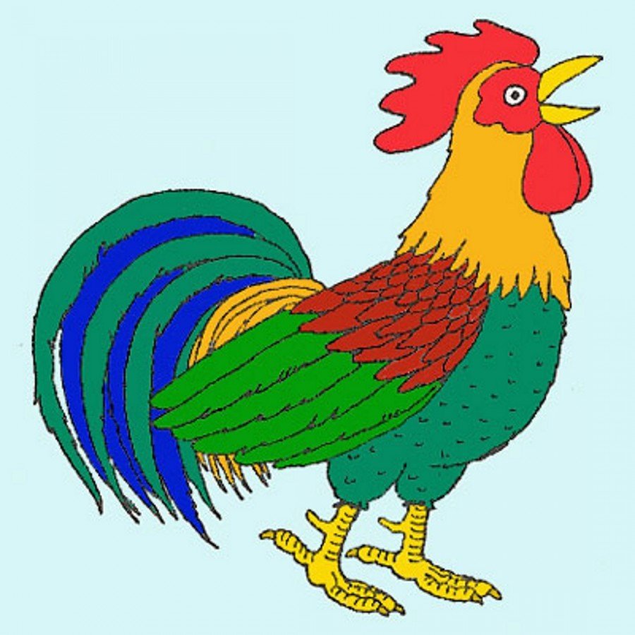 Золотой петушок на белом фоне