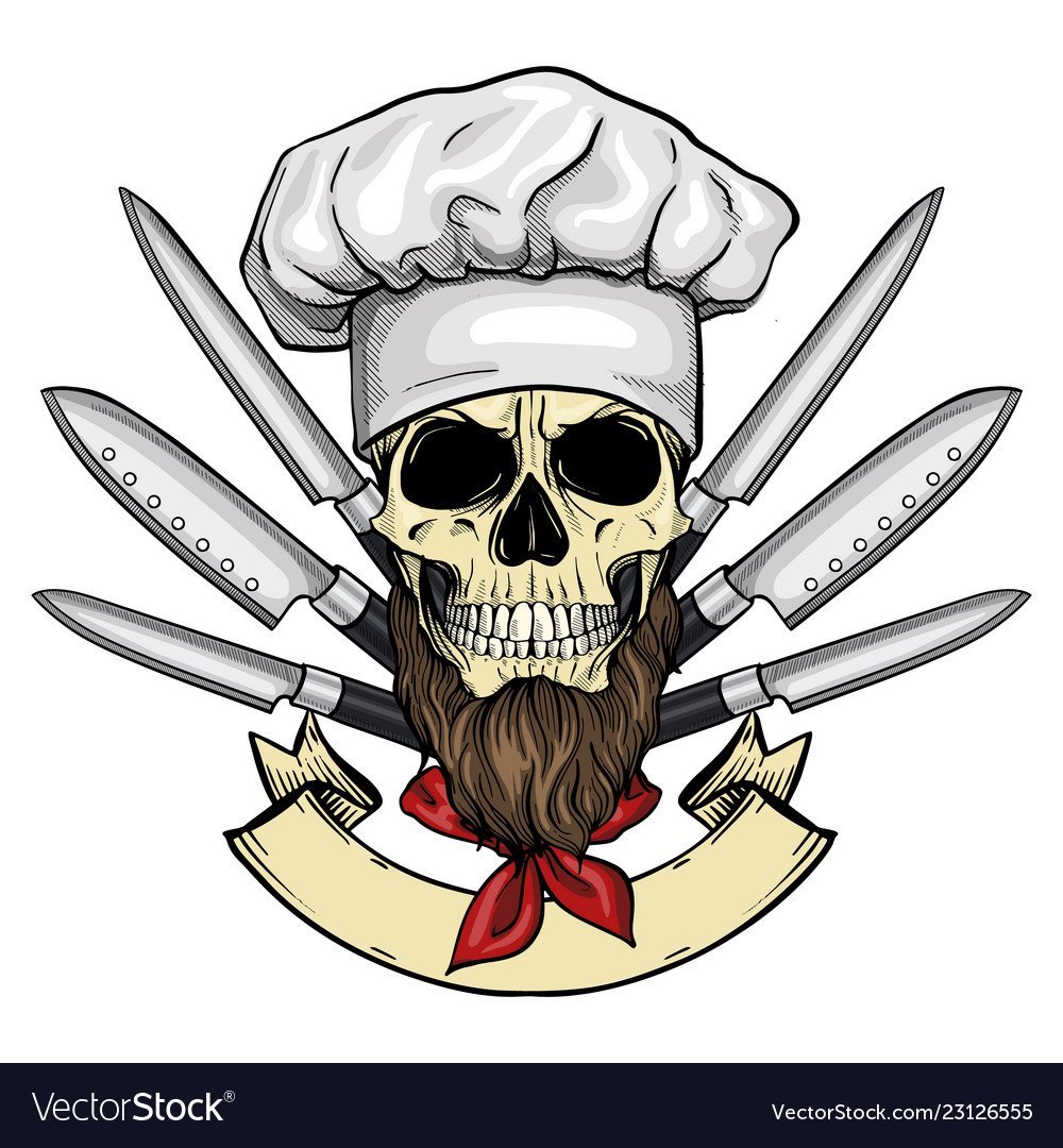 Череп повар с ножами