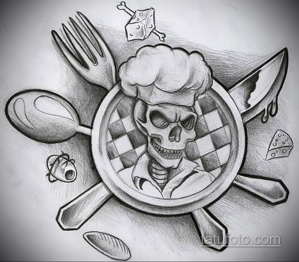 Скелет повар арт