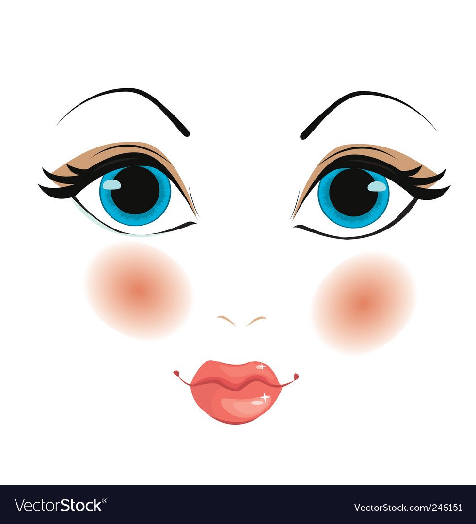 Трафарет лица куклы для вырезания