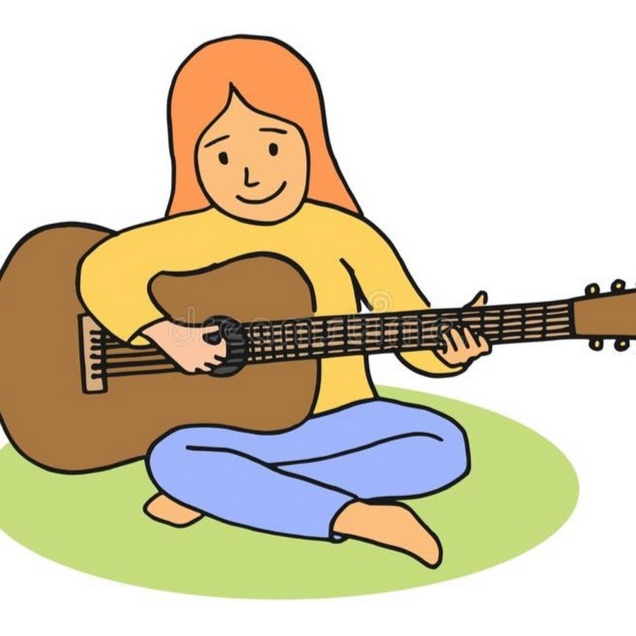 Играет на гитаре рисунок