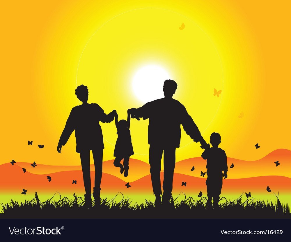 Силуэт счастливой семьи