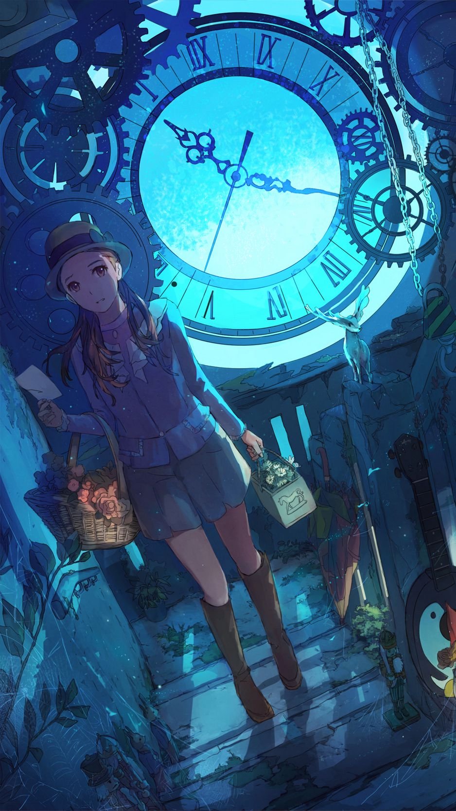 Аниме девочка с часами