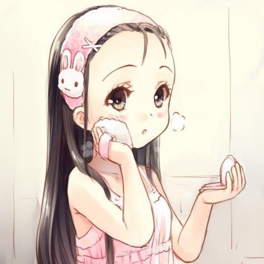 Аниме девочка красится