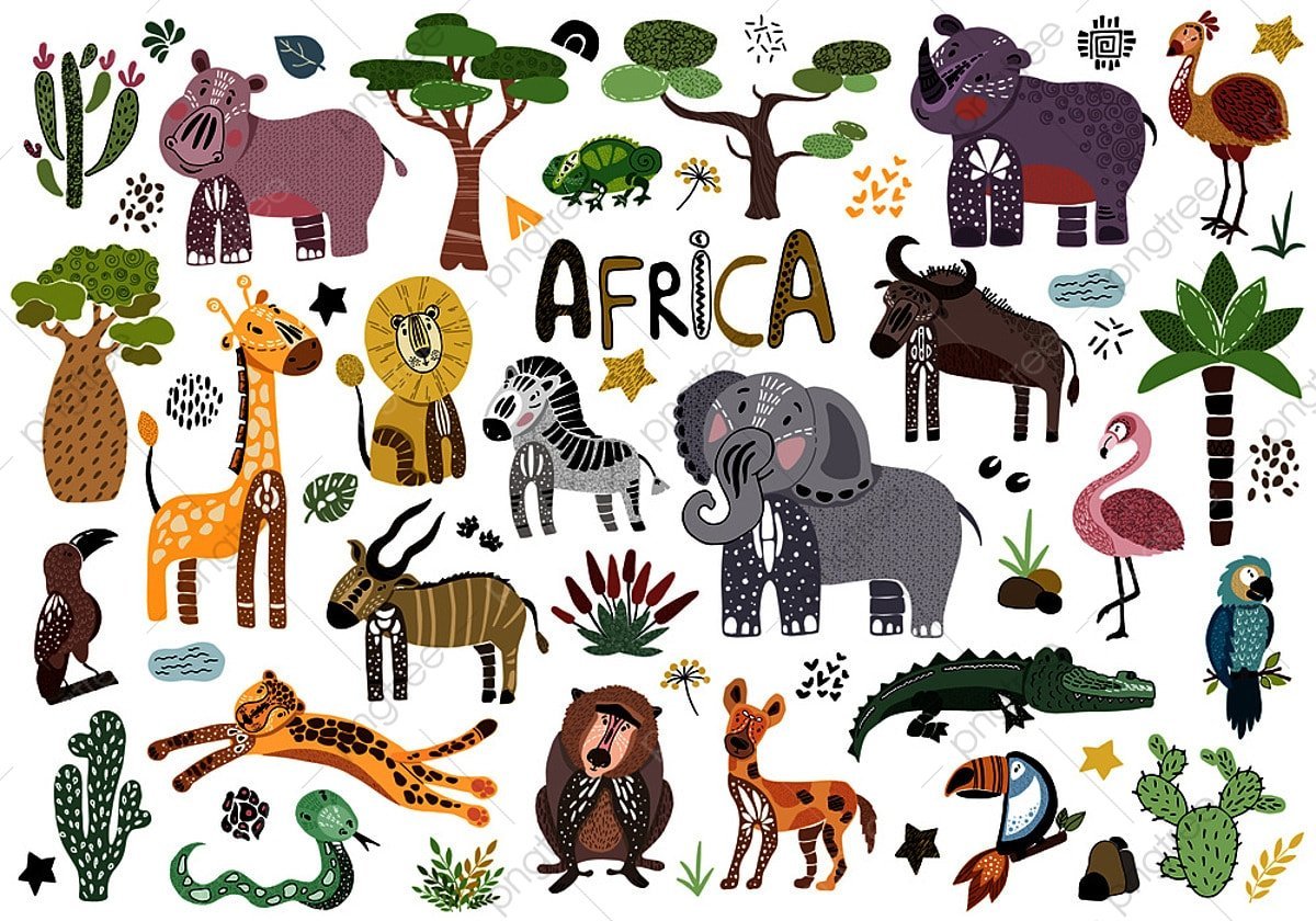 Симпатичные африканские животные рисунки