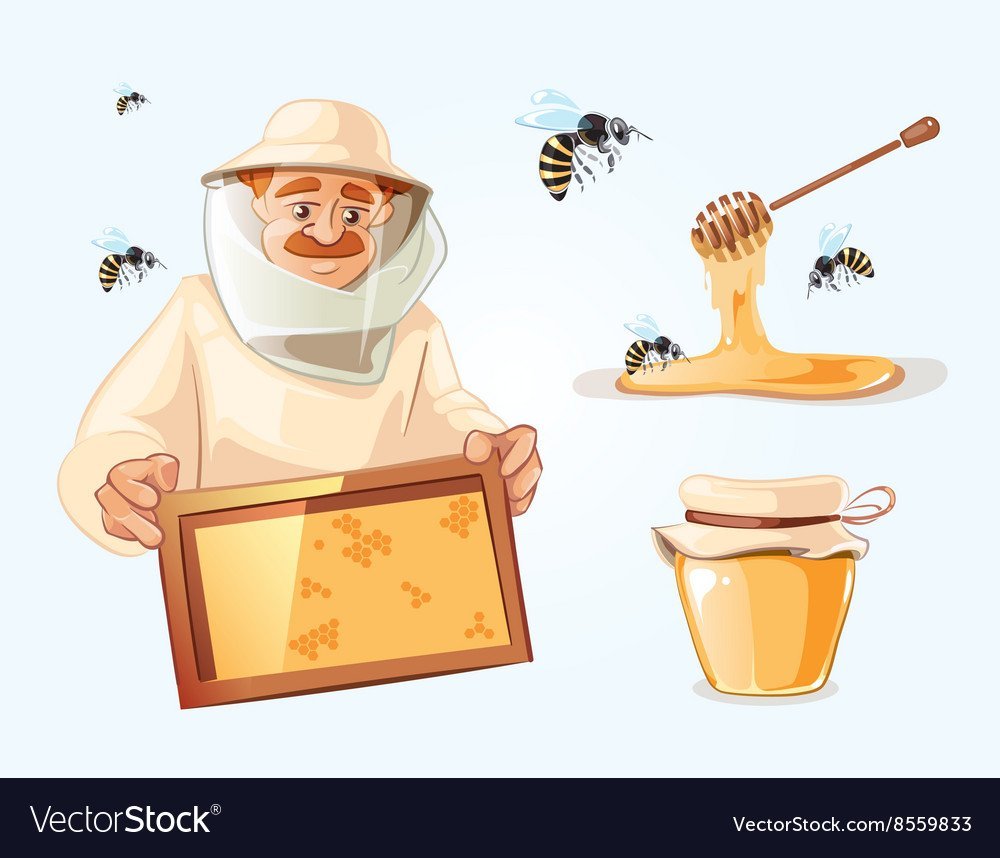 Пчеловод на белом фоне