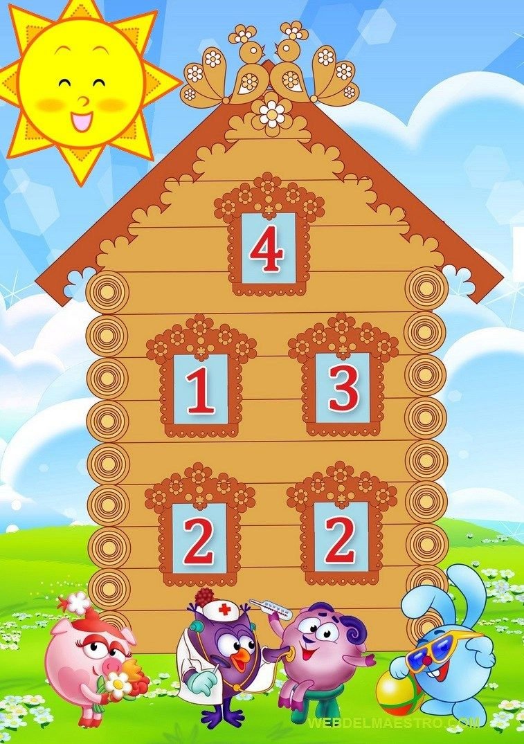 Числовые домики состав числа до 4