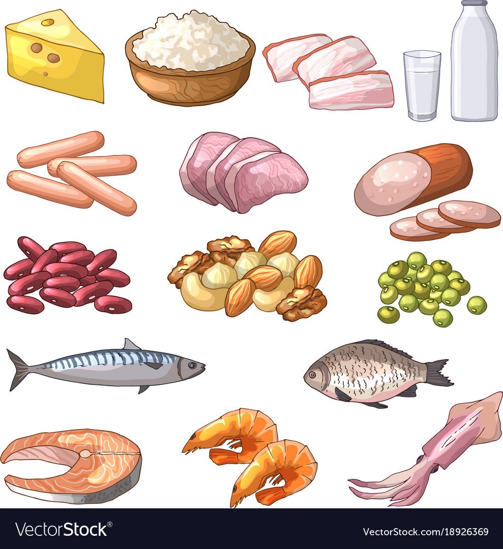 Мясо и рыба мультяшные