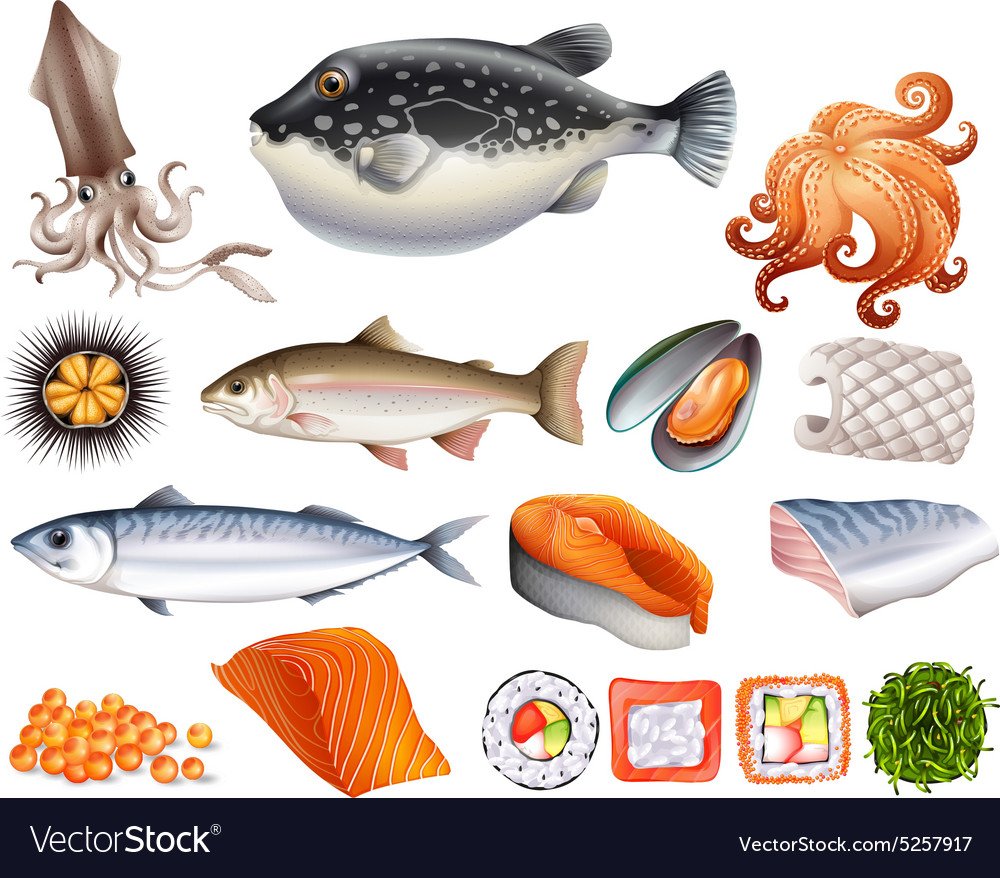 Мясо рыба наклейка