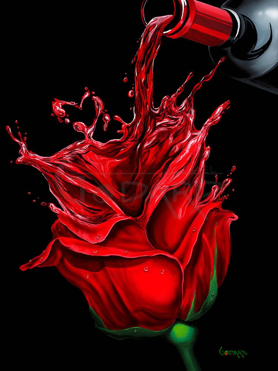 Роза в бокале арт