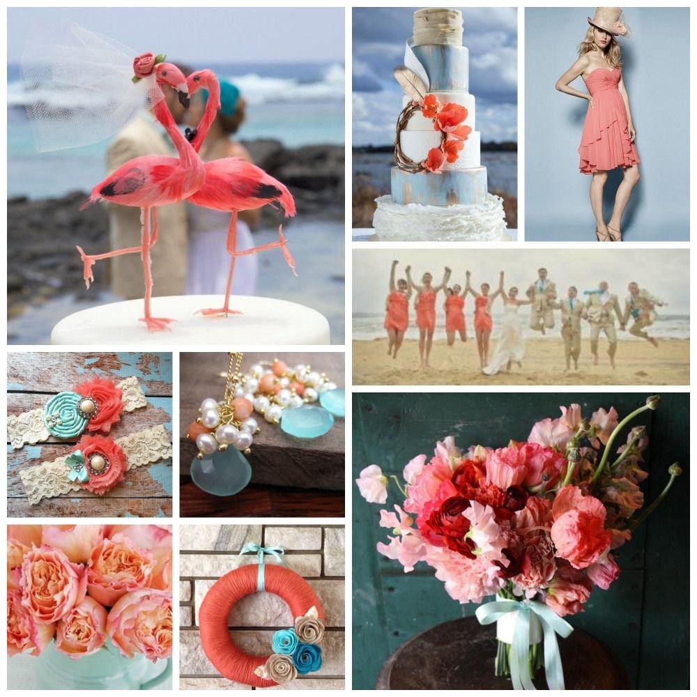 Свадьба в коралловый цвете торт морской