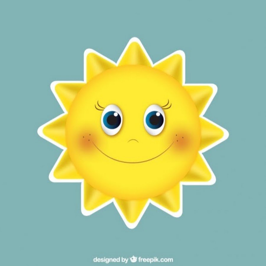 Нарисованное солнышко красками с мордочкой