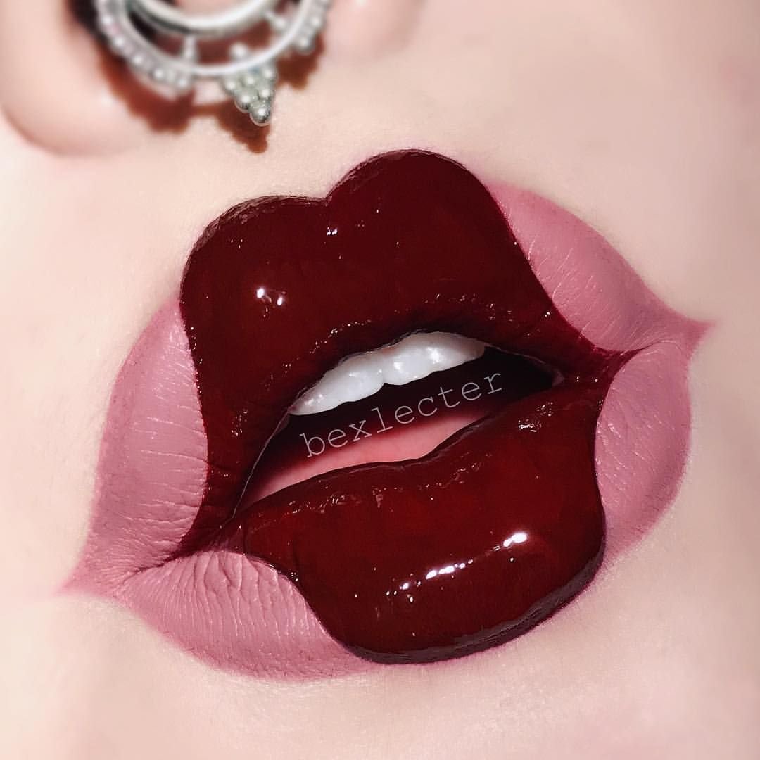 Необычные красные губы макияж