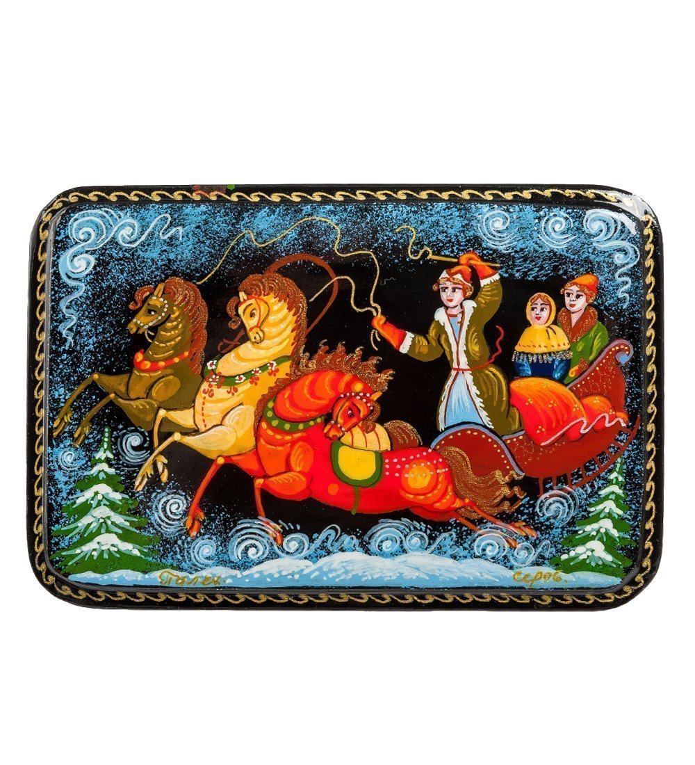 Шкатулка Палех "тройка"