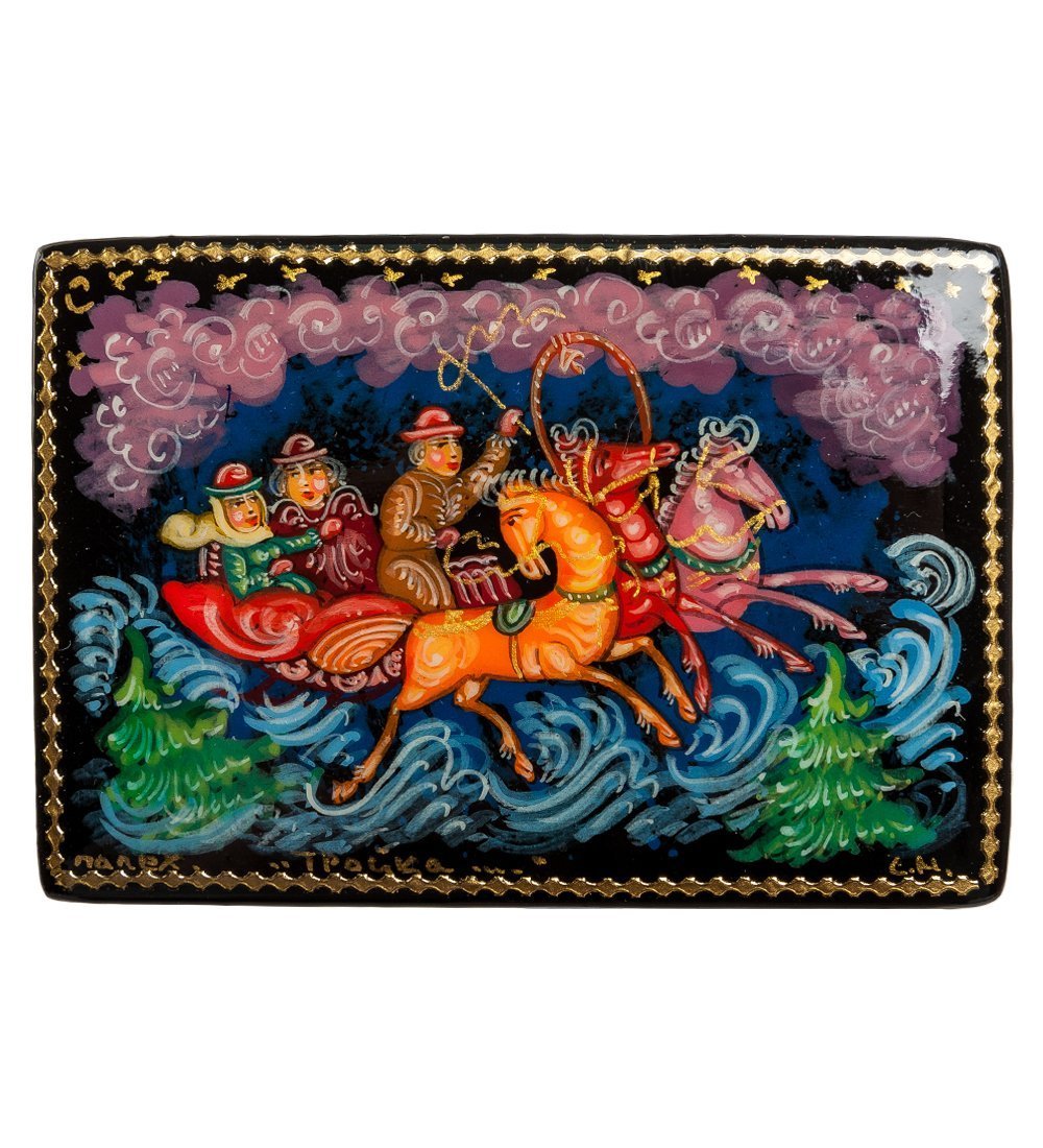 Шкатулка Палех "тройка"