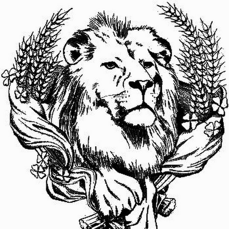 Лев гравировка