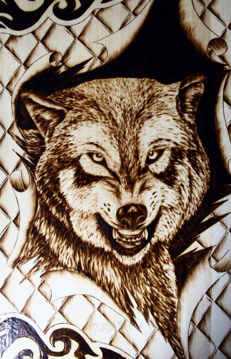 Эскиз волка для резьбы по дереву