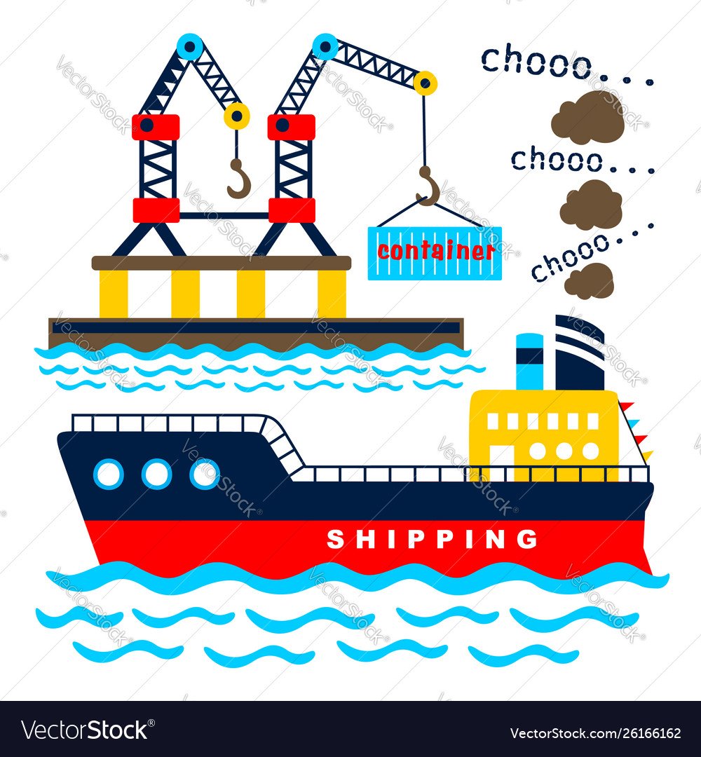 Мультяшный порт для кораблей