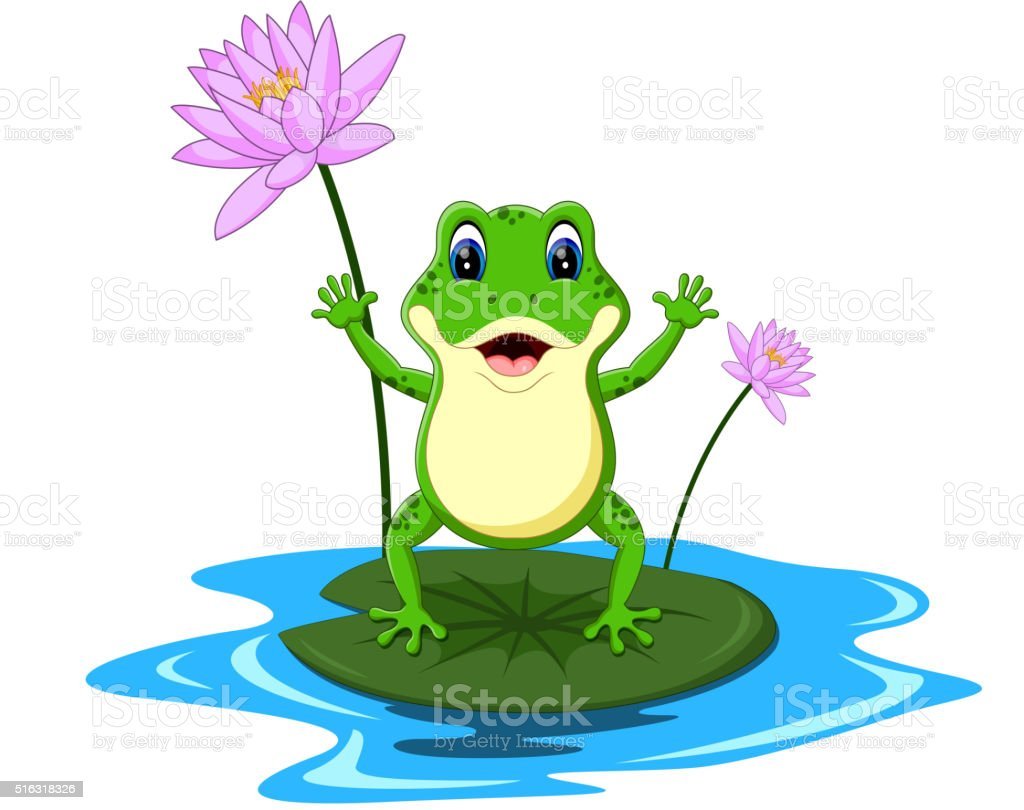 Лягушонок на кувшинке мультяшный