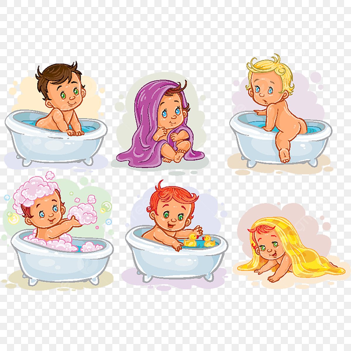 Иллюстрация для детей малыш в ванной