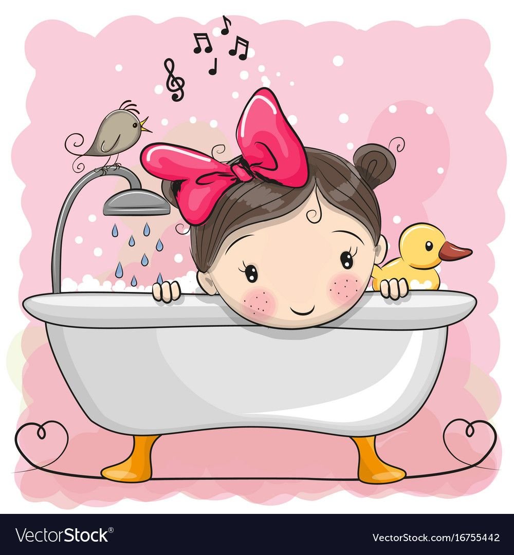 Мультяшная девочка в ванне