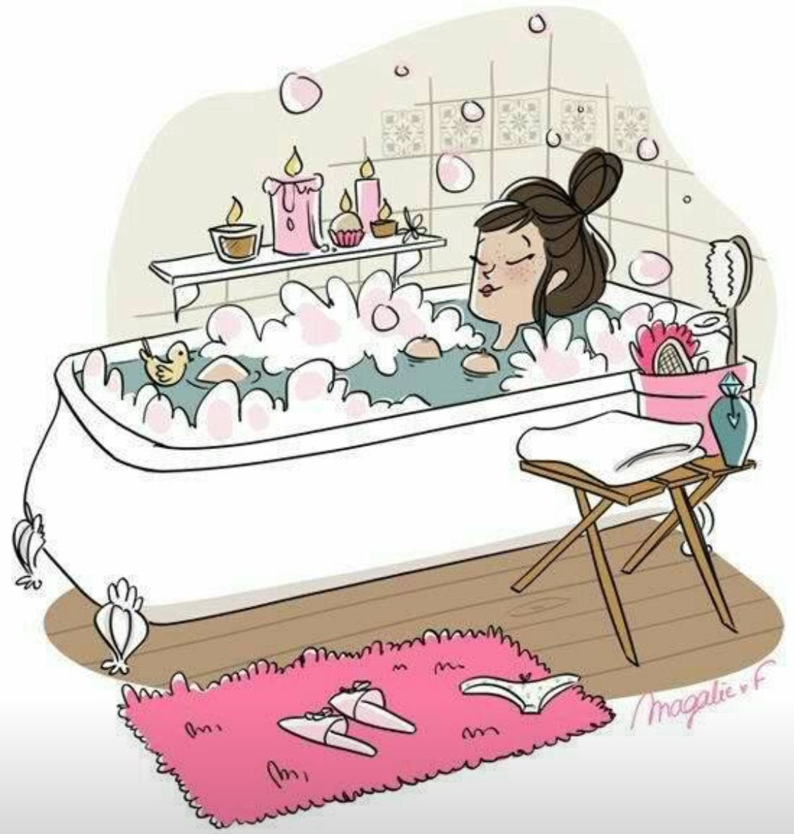 Девушка в ванной иллюстрация