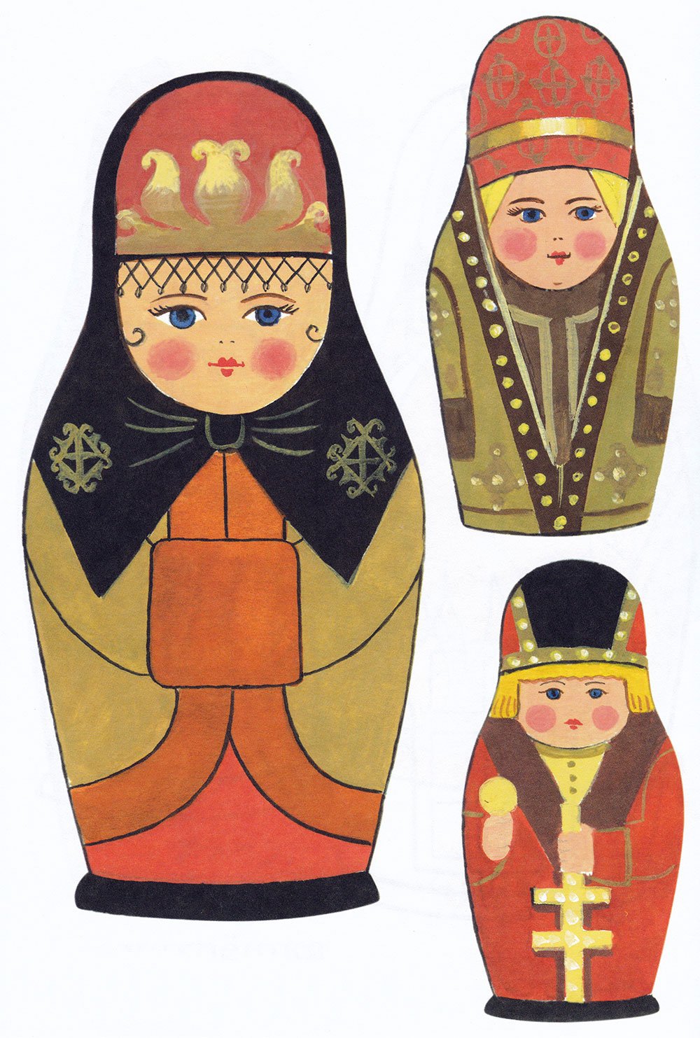 Семёновская матрёшка трафарет