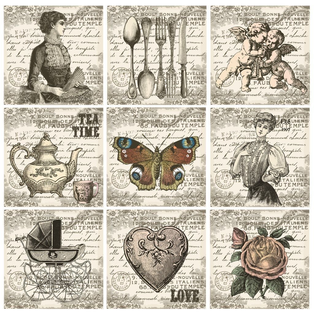 Винтажные трафареты для декупажа