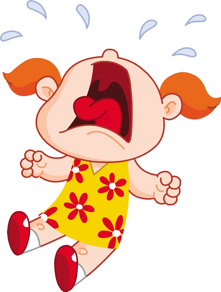 Ребенок плачет на белом фоне