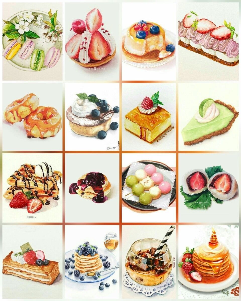 Нарисовать наклейки еда