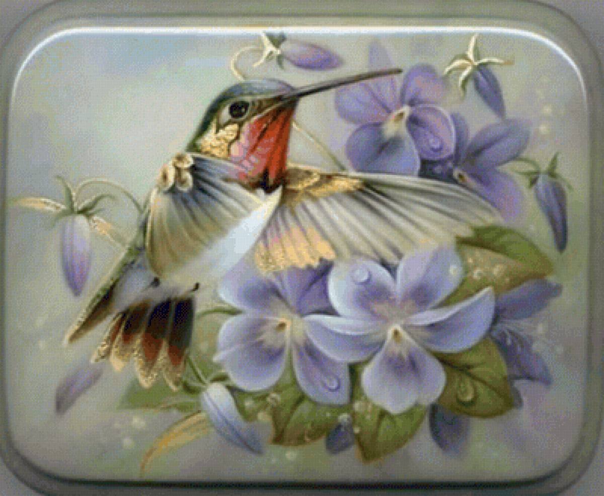 Федоскино лаковая миниатюра Колибри