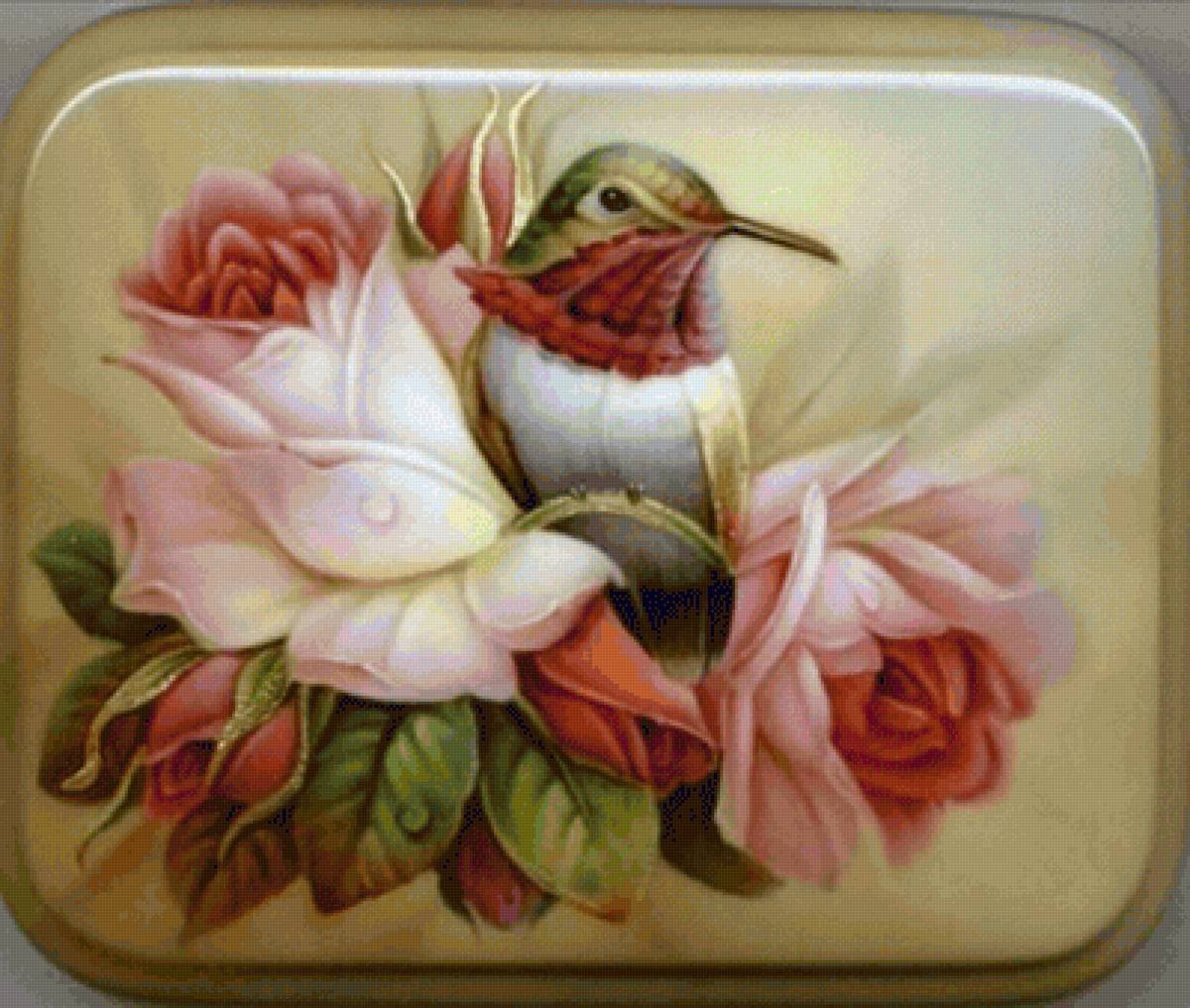 Федоскино лаковая миниатюра Колибри