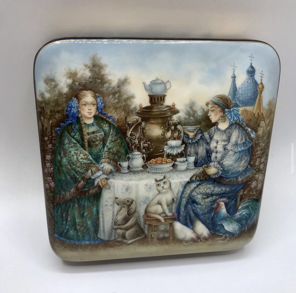 Шкатулка Федоскино чаепитие